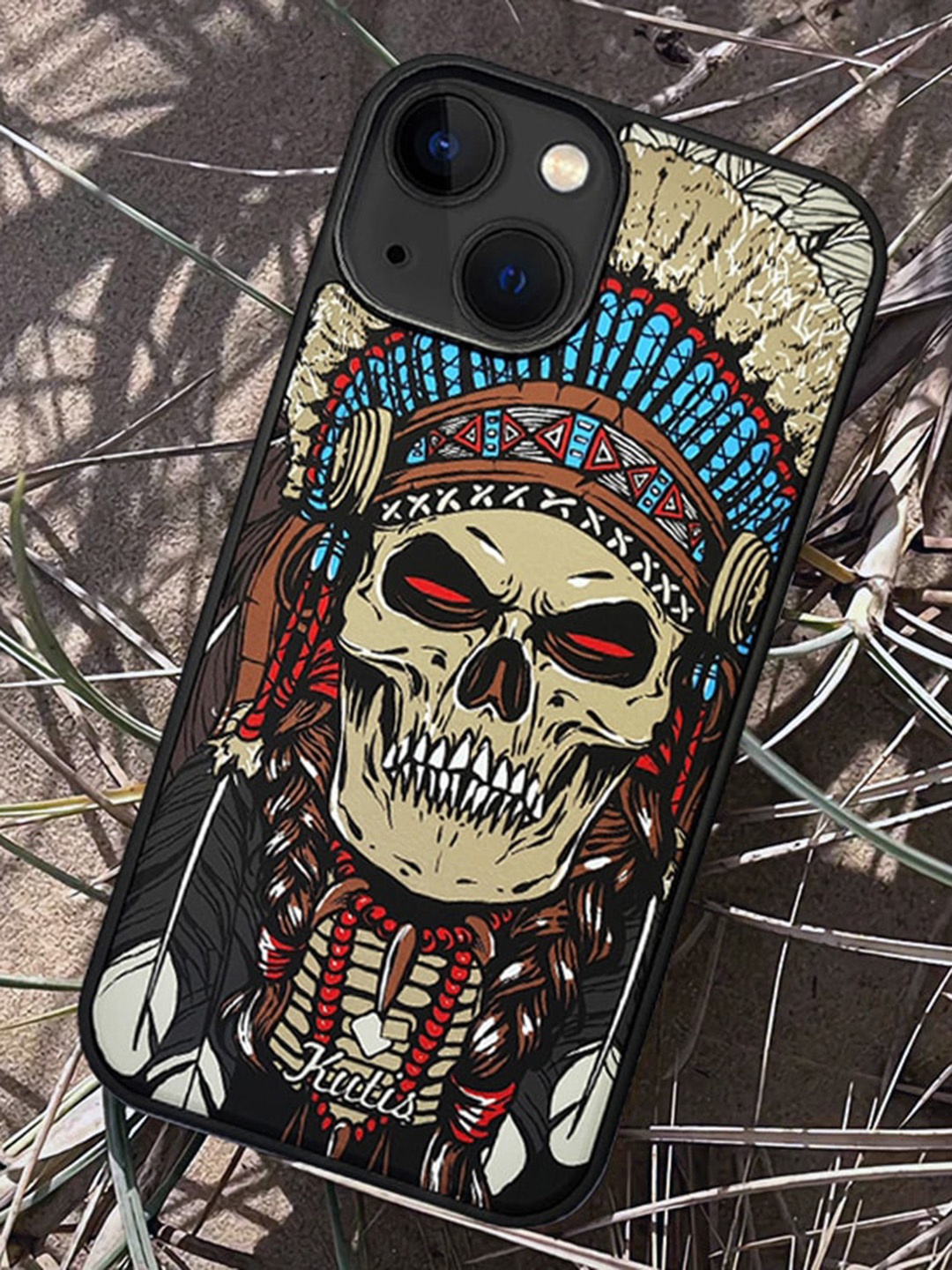 

TREEMODA Skull Icon Printed iPhone 14 Back Case, Black