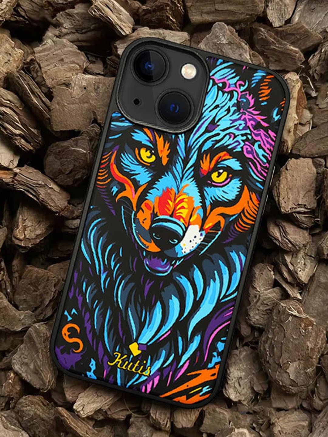 

TREEMODA Wolf Printed iPhone 14 Back Case, Blue