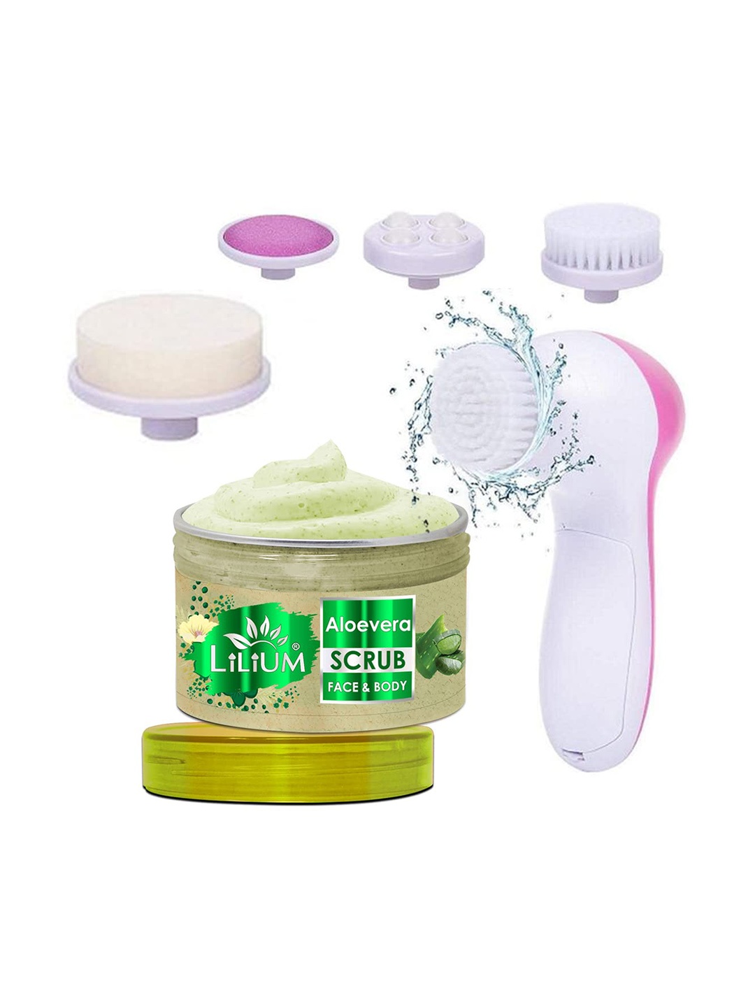 

Lilium Active Anti Oxidants Aloe Vera Scrub 250g & 5-In-1 Face Massager, Nude