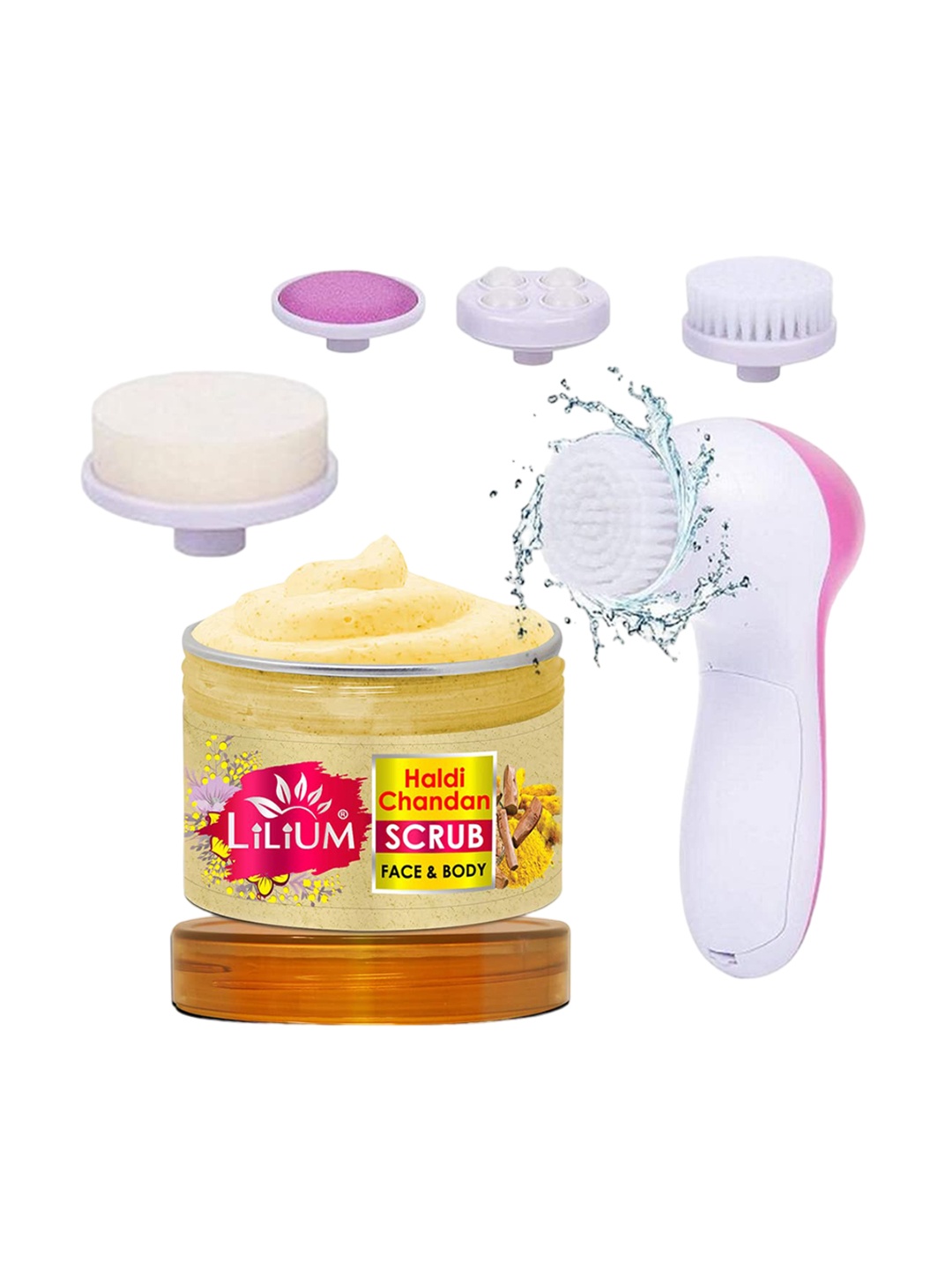 

Lilium Haldi Chandan Scrub 250g & 5 In 1 Face Massager, Nude