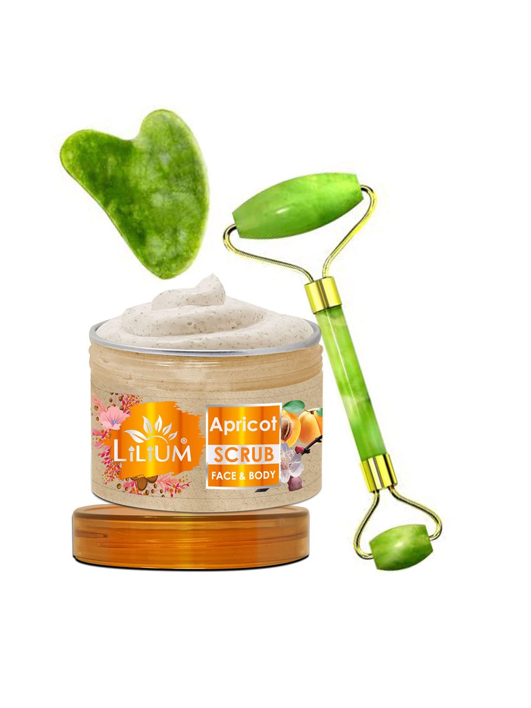 

Lilium Apricot Face Scrub With Kernel Oil 250g With Roller, Nude