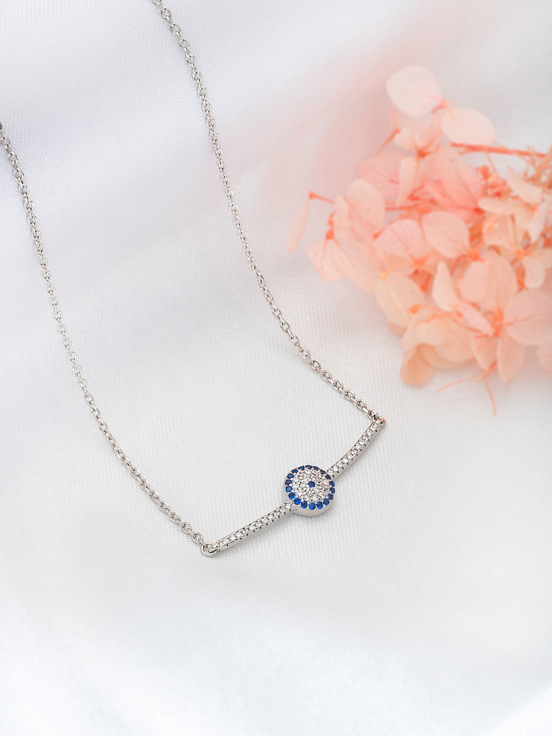 

SILBERRY 925 Sterling Silver Rhodium-Plated Cubic Zirconia-Studded Chain