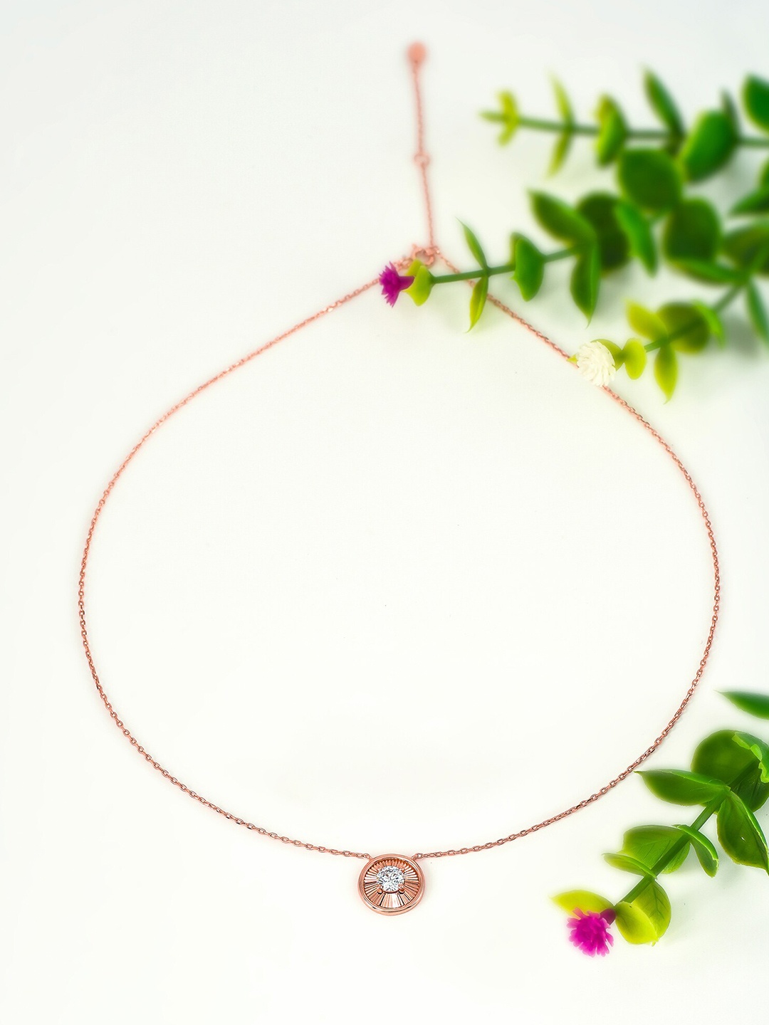 

SILBERRY 925 Sterling Silver Rose Gold-Plated Cubic Zirconia-Studded Chain