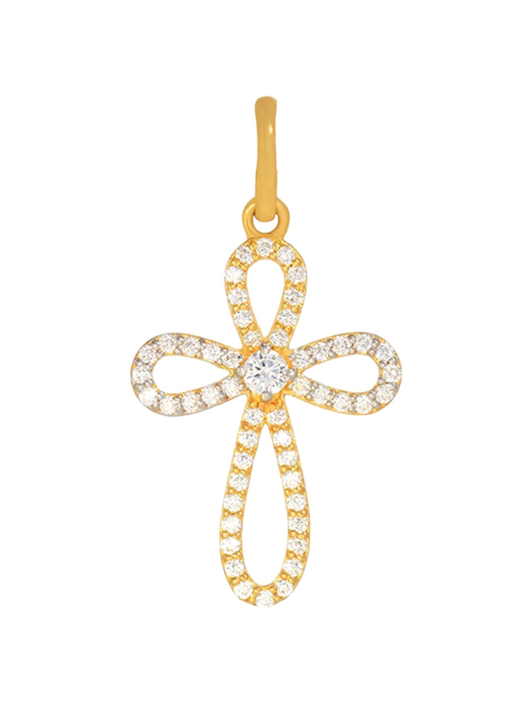

BHIMA 22K Hallmark 916 Purity Yellow Gold Floral Cross Stone Pendant
