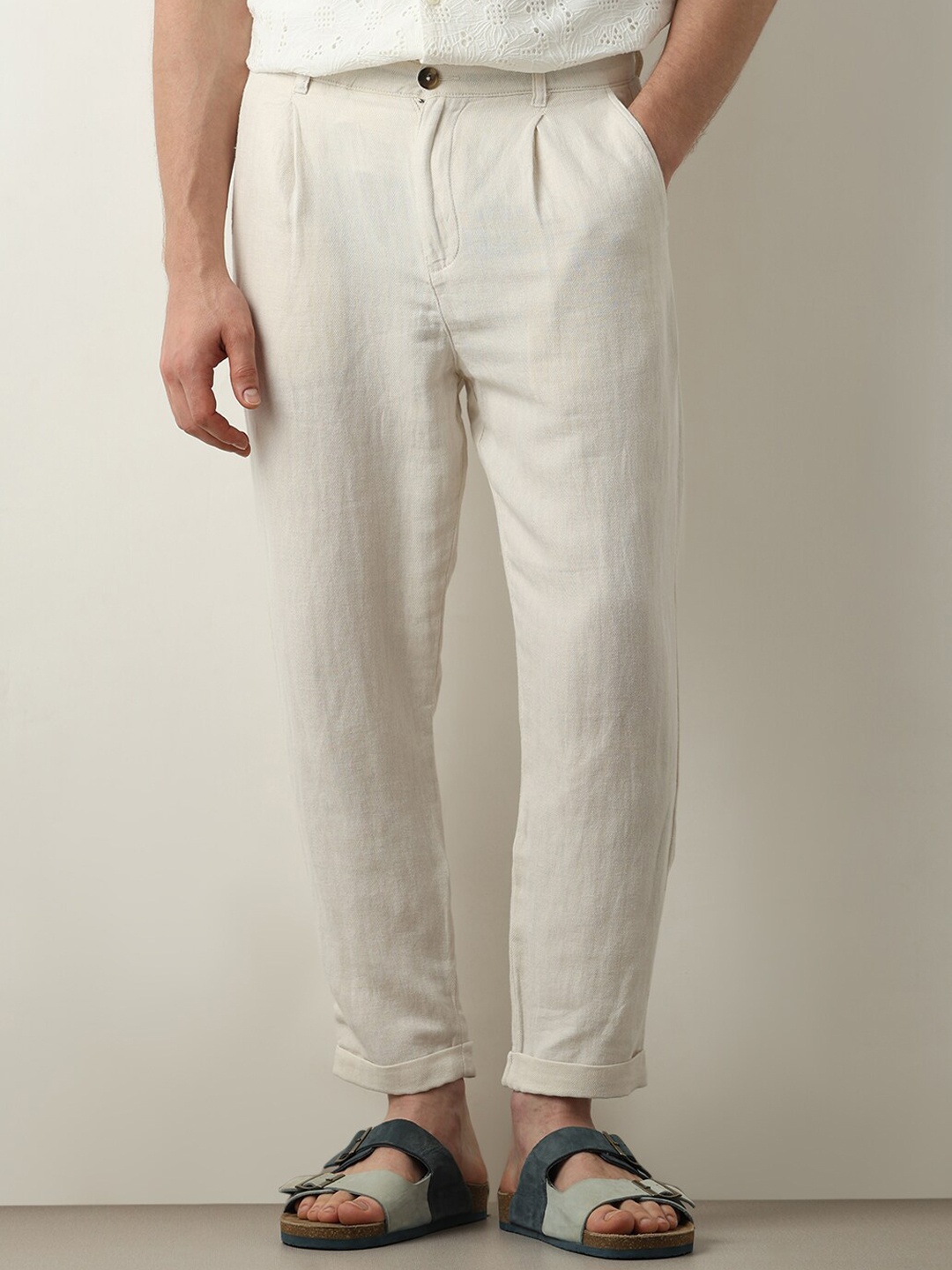 

SELECTED Men Slim Fit Trousers, Off white