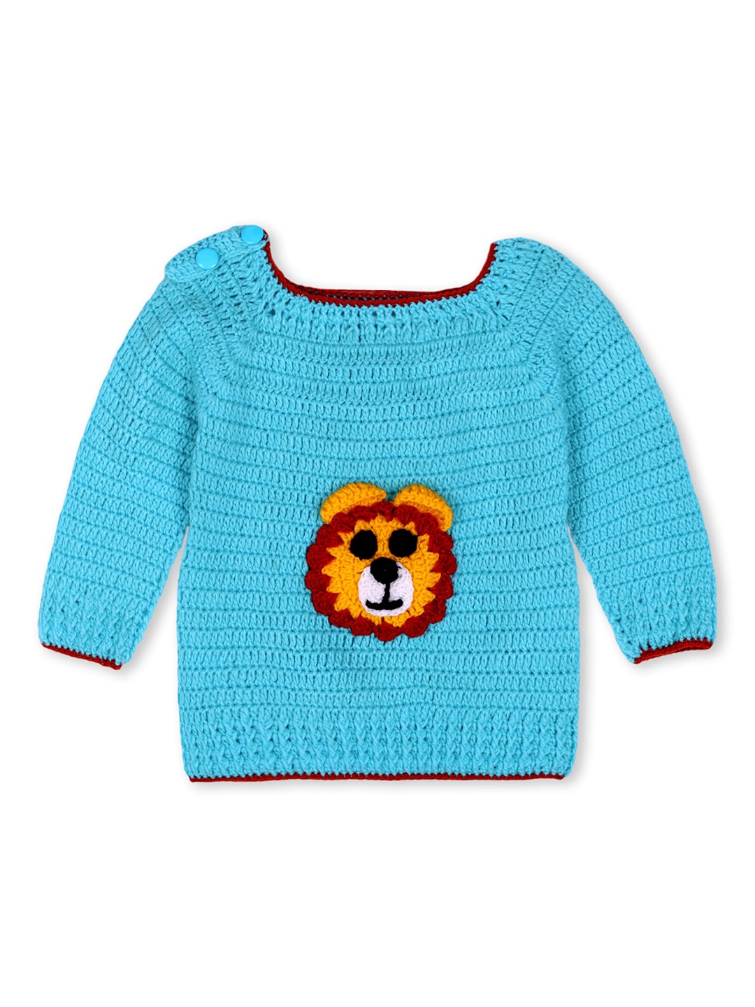 

WINDROP SOLUTIONS Kids Lion King Graphic Self Design Acrylic Pullover Sweater, Turquoise blue