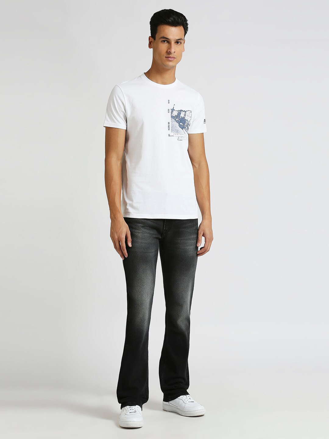 

Pepe Jeans Graphic Printed Pure Cotton Slim Fit T-shirt, White