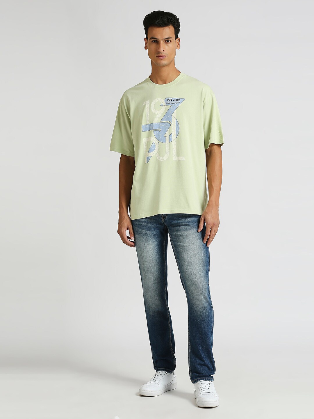 

Pepe Jeans Typography Printed Pure Cotton Oversized T-shirt, Green