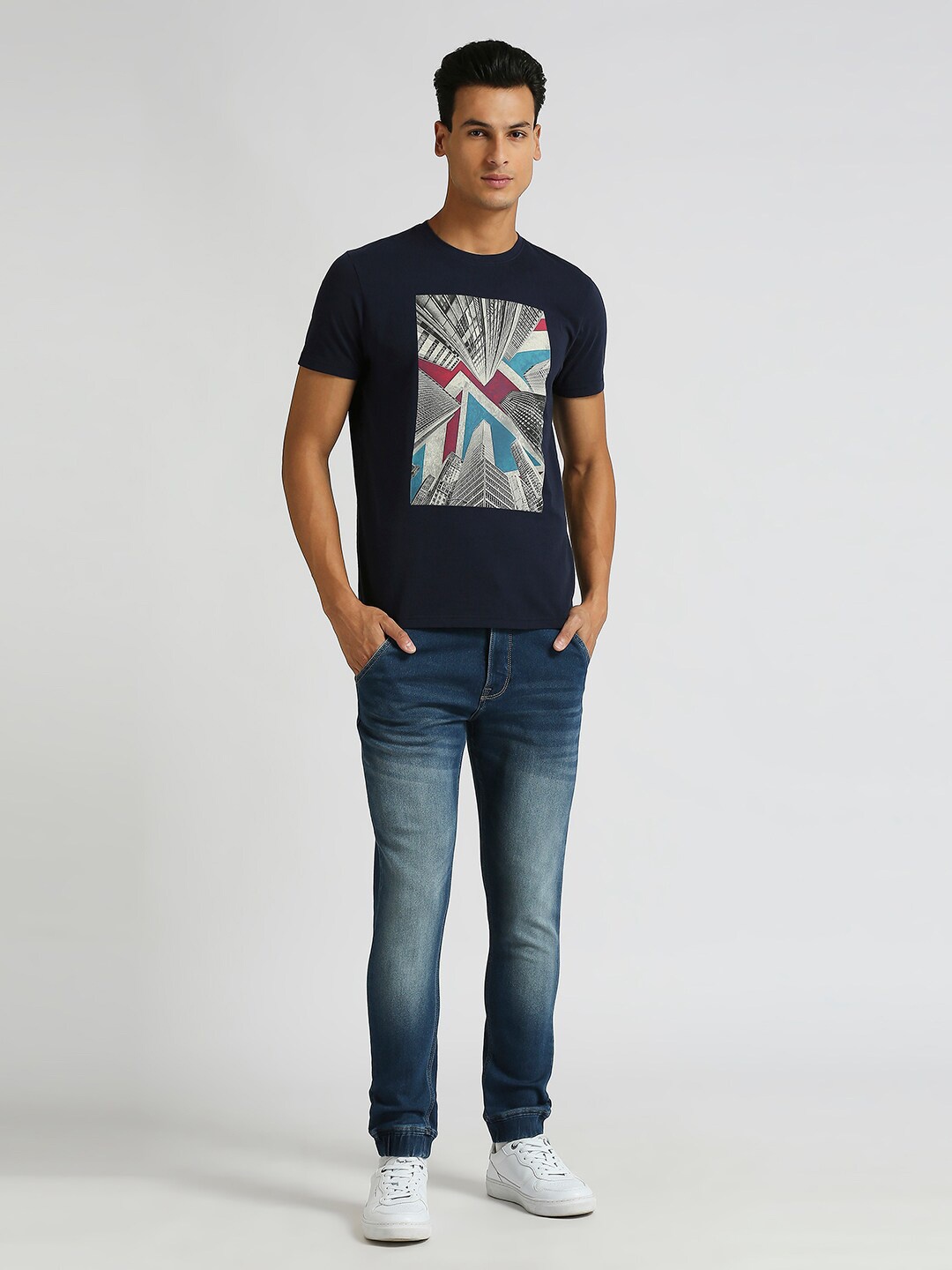 

Pepe Jeans Graphic Printed Round Neck Slim Fit T-shirt, Blue