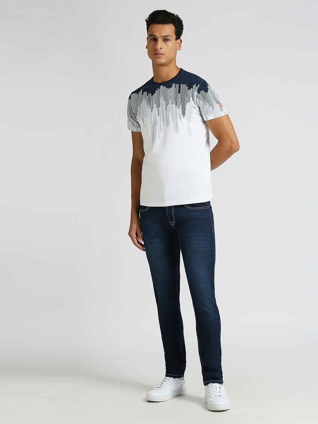 

Pepe Jeans Abstract Printed Pure Cotton Slim Fit T-shirt, White