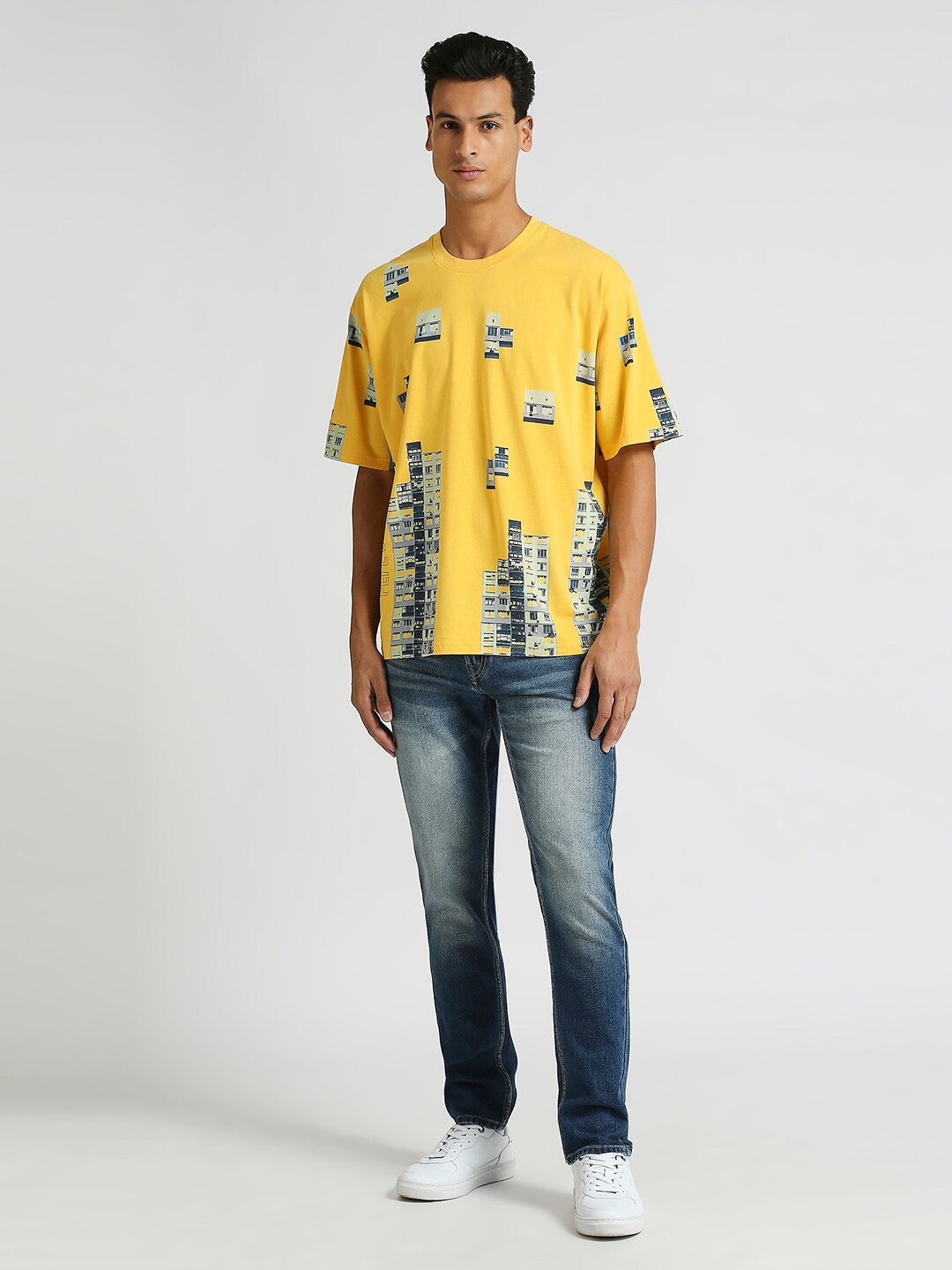 

Pepe Jeans Graphic Printed Pure Cotton Oversized T-shirt, Yellow