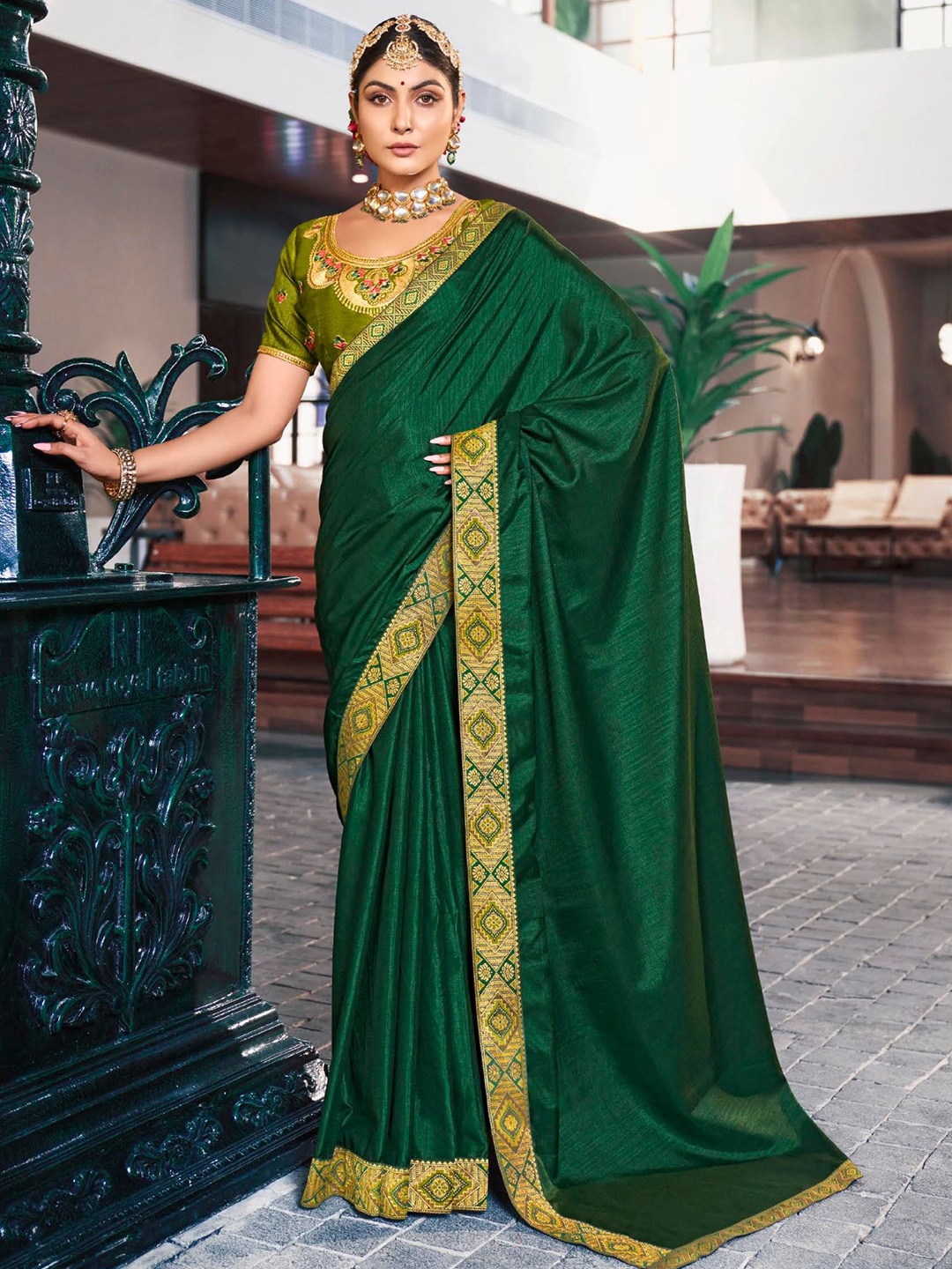 

VIRICA Woven Design Zari Saree, Green