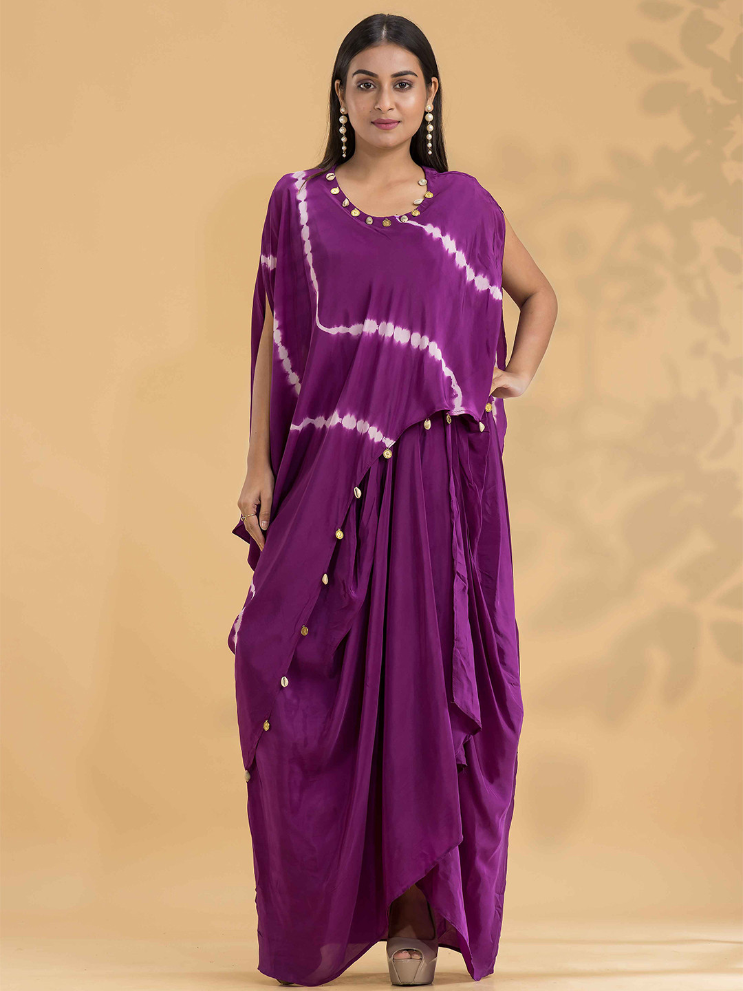 

SACRED SUTA Tie & Dye Dyed Flared Sleeves Maxi Dress, Purple
