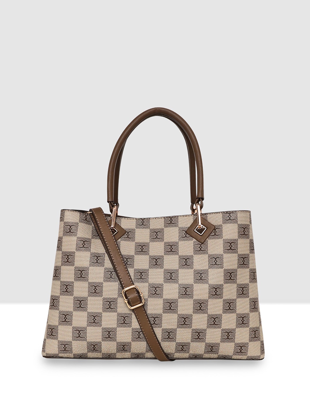 

ESBEDA Riverside Brand Logo Printed Structured Handheld Bag, Beige