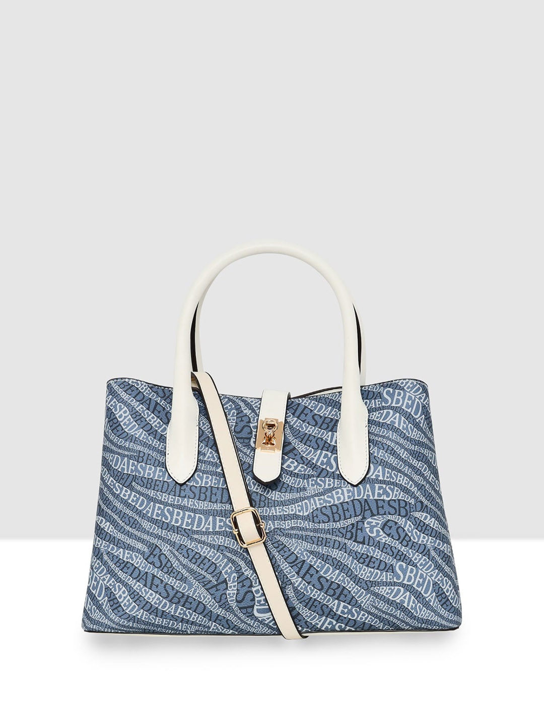 

ESBEDA Typography Printed Structured Handheld Bag, Blue