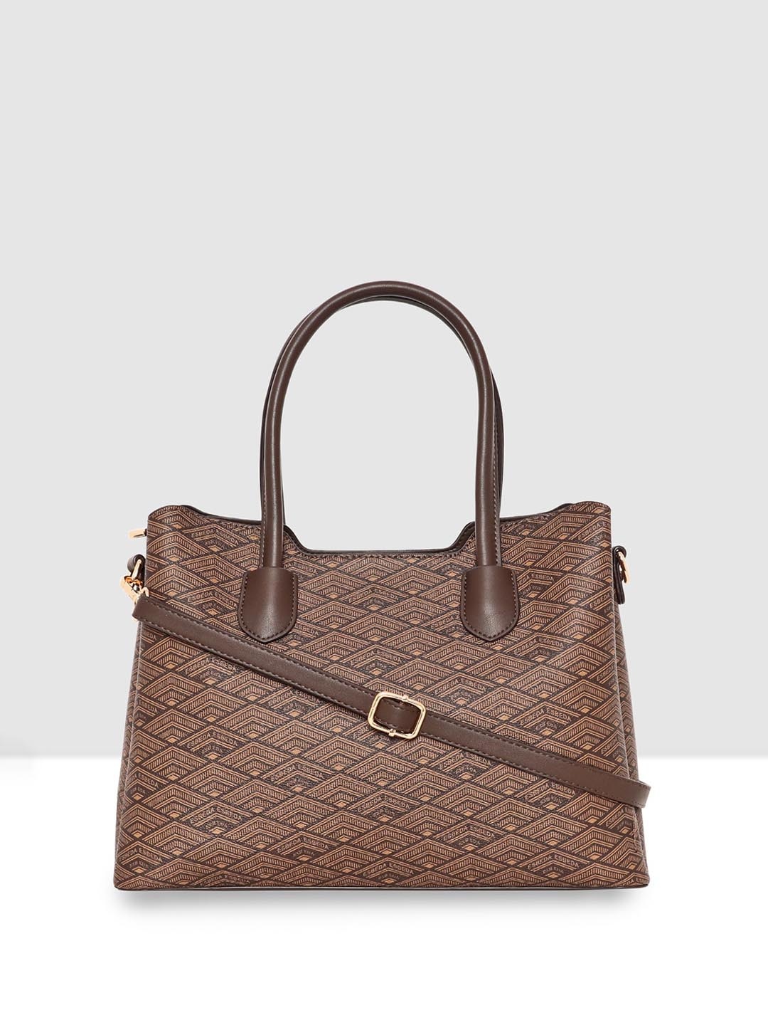 

ESBEDA Monogram Printed Structured Handheld Bag, Brown