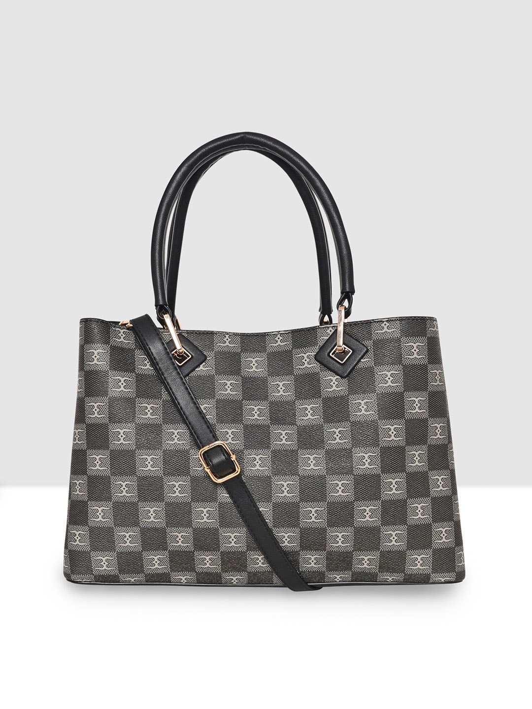 

ESBEDA Riverside Brand Logo Printed Structured Handheld Bag, Black