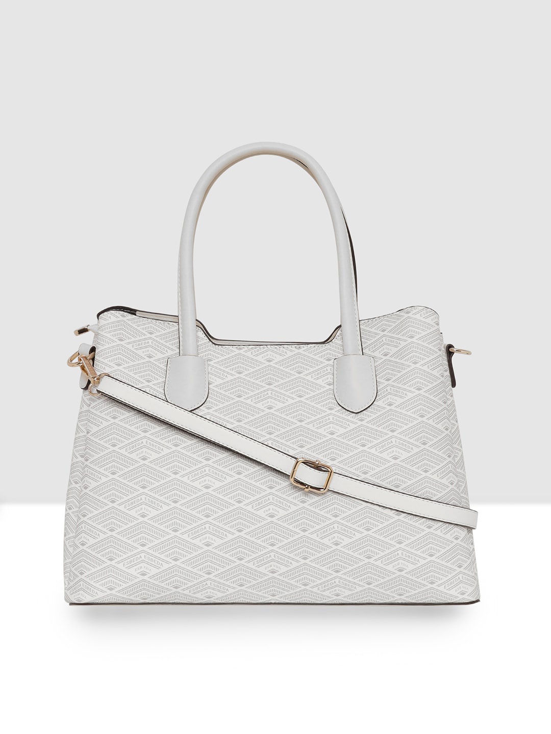 

ESBEDA Monogram Printed Structured Handheld Bag, Off white