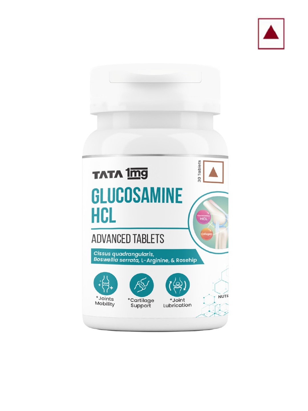 

TATA 1MG Glucosamine HCL Advance Tablets for Joint Health & Pain Relief - 30 Tablets, White