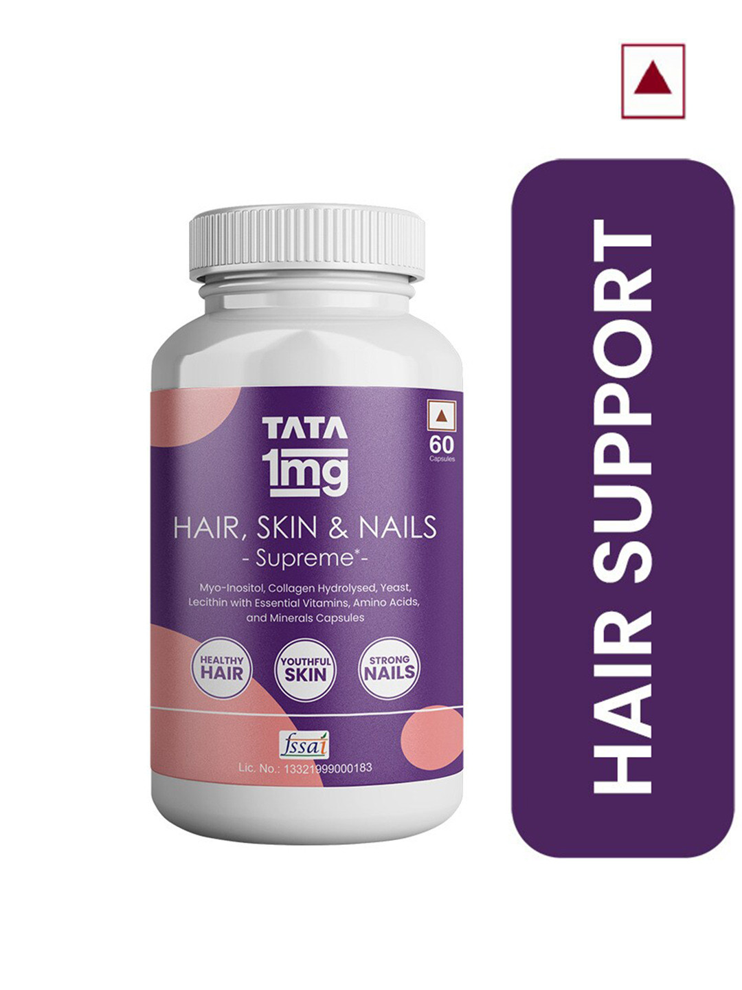 

TATA 1MG Hair-Skin & Nails Supreme Biotin Capsules with Collagen - 60 Capsules, White