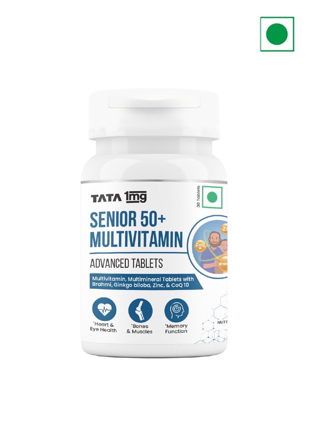 

TATA 1MG Senior 50+ Multivitamin Advanced Tablets - 30 Nos, White