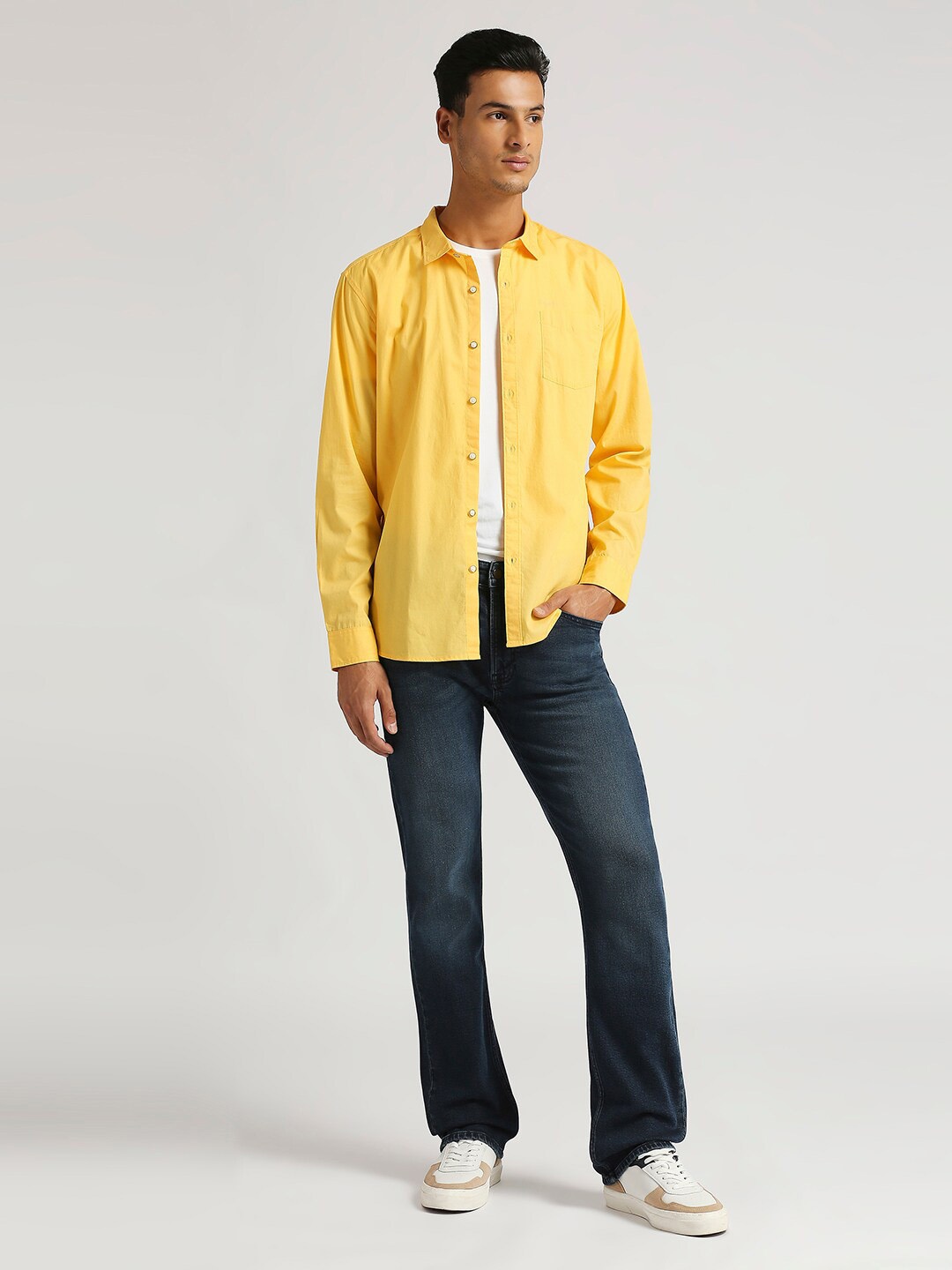 

Pepe Jeans Spread Collar long Sleeves Opaque Cotton Casual Shirt, Yellow