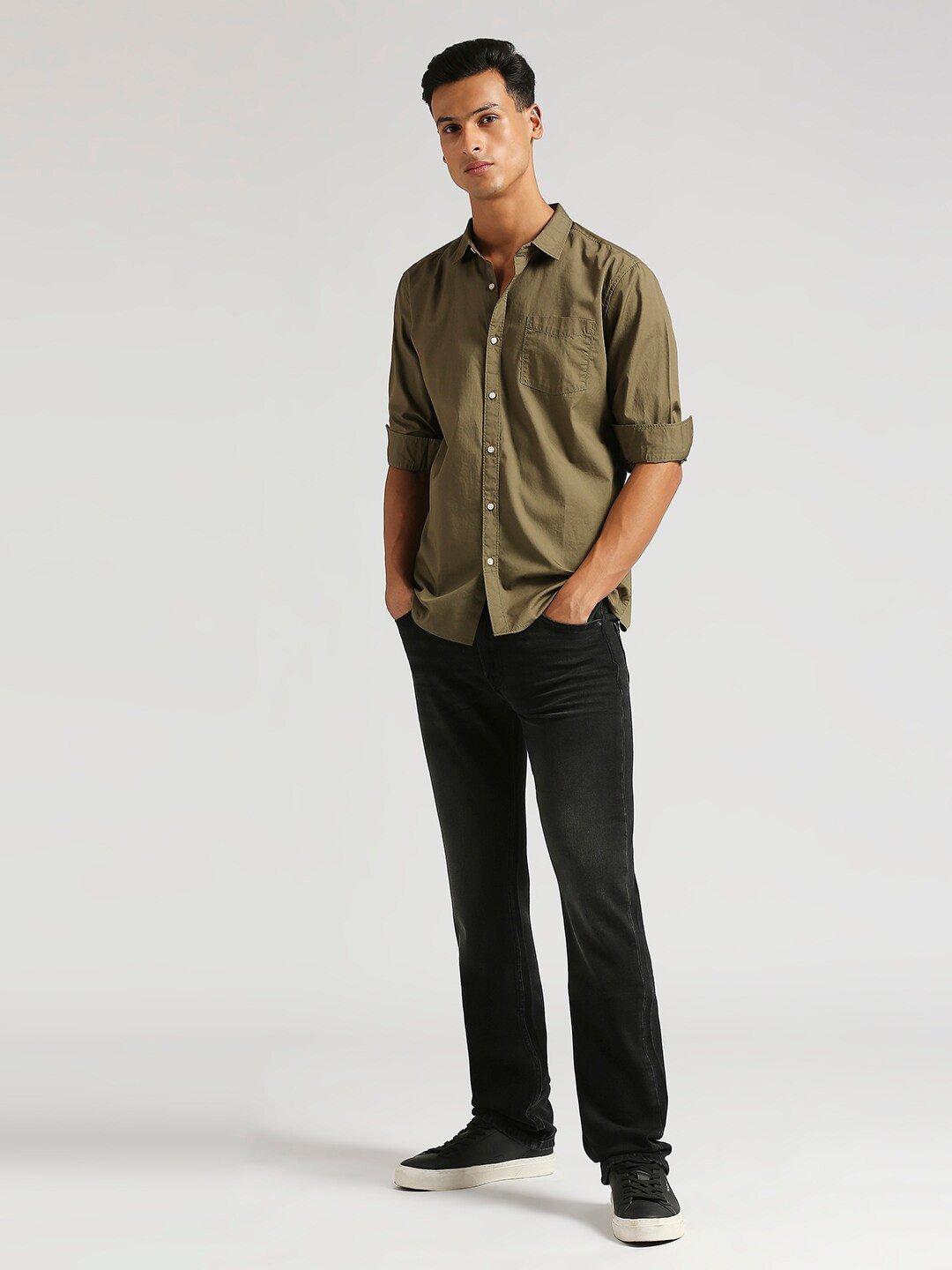 

Pepe Jeans Spread Collar Long Sleeves Opaque Printed Cotton Casual Shirt, Green