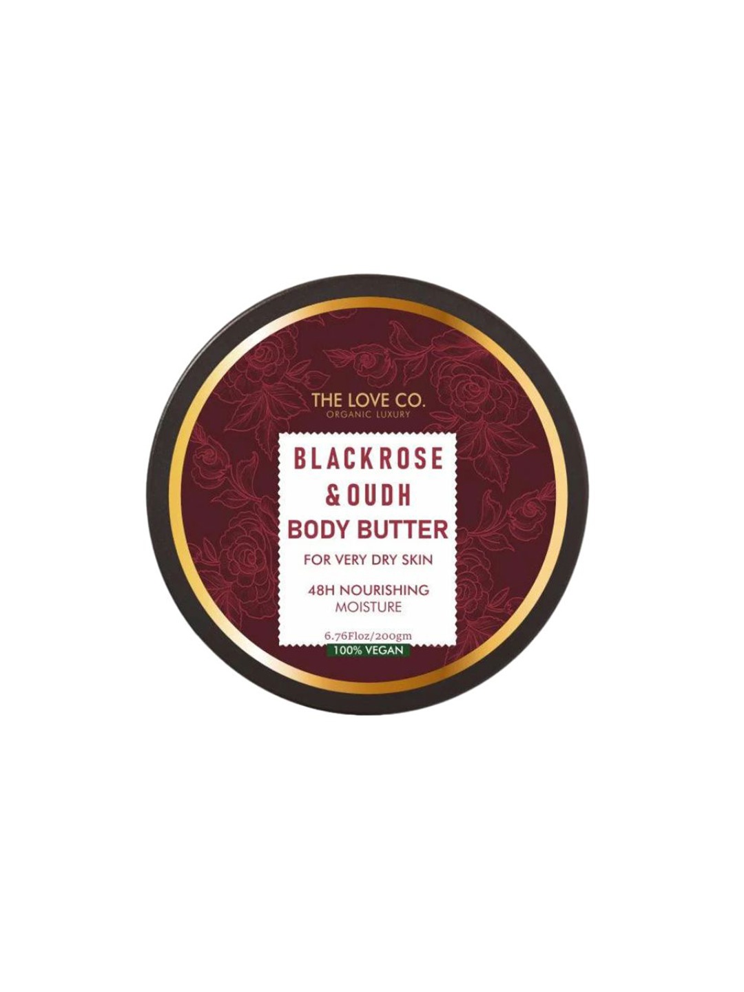 

The Love Co Black Rose & Oudh Body Butter - 72 Hour Intense Hydrating -200gm, White