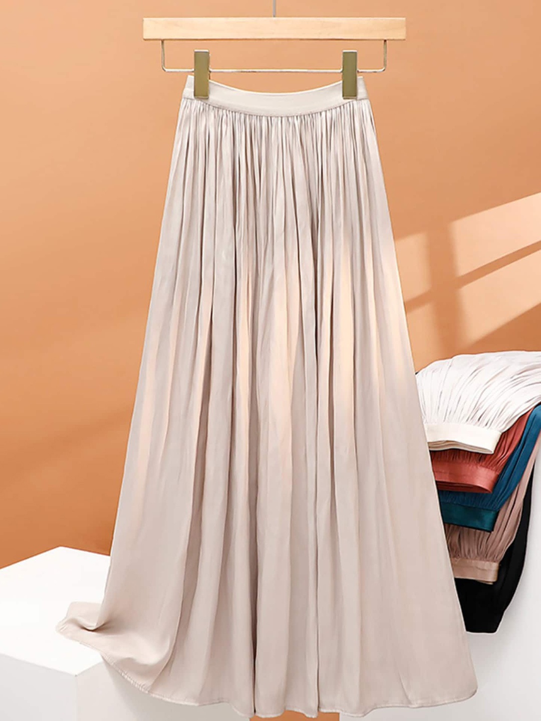

LULU & SKY Flared Maxi Skirt, Khaki