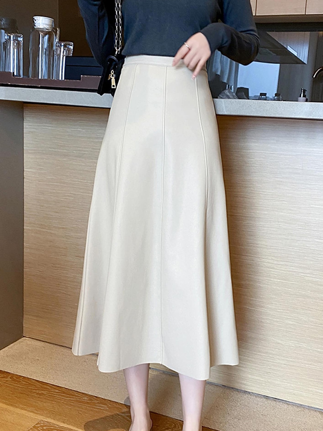 

LULU & SKY A-line Midi Skirts, Beige