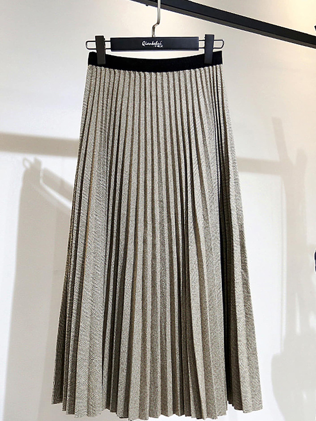 

LULU & SKY Accordion Pleated Pure Cotton A-Line Midi Skirt, Grey