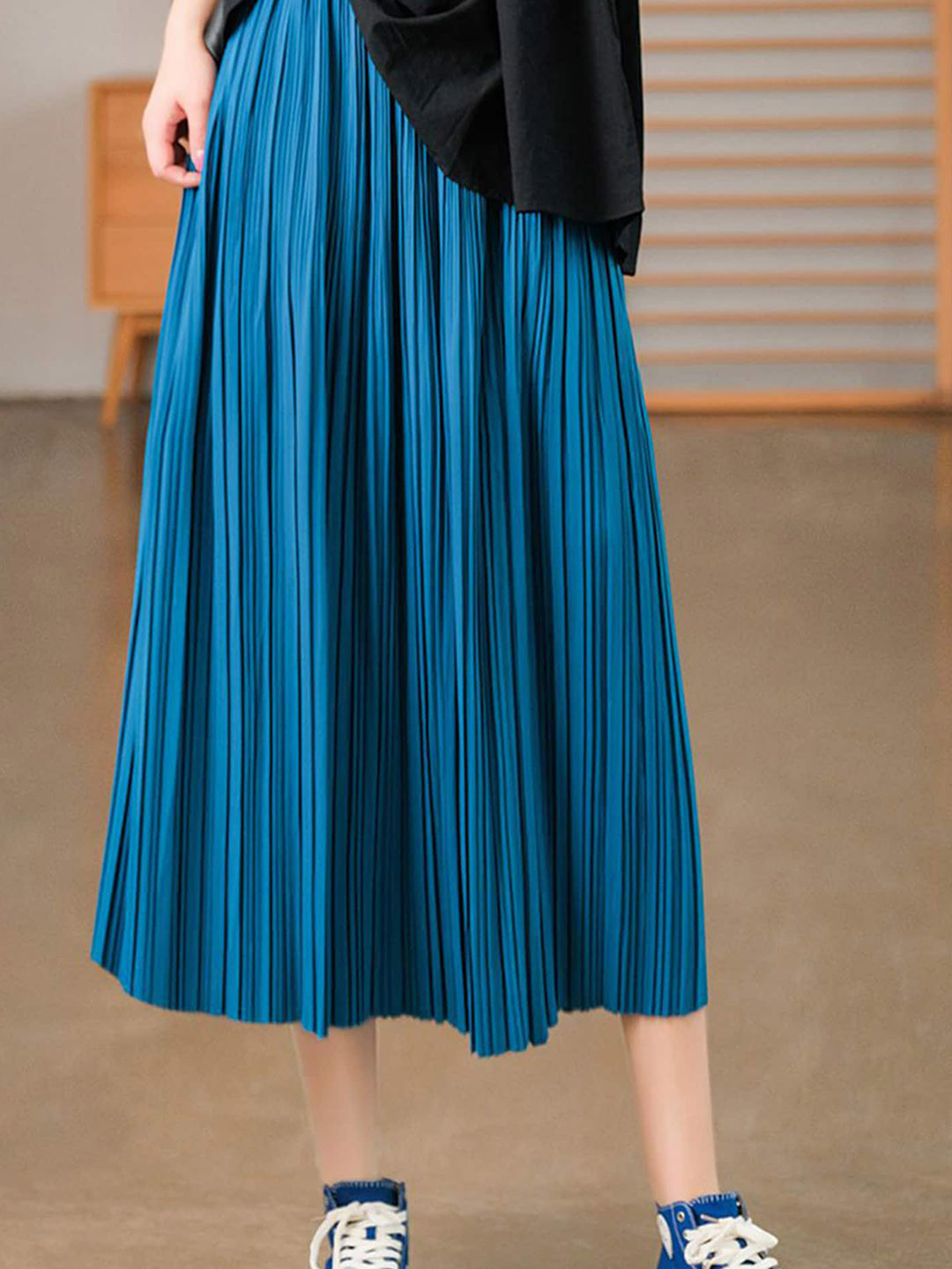 

LULU & SKY Pleated A-Line Midi Skirts, Blue