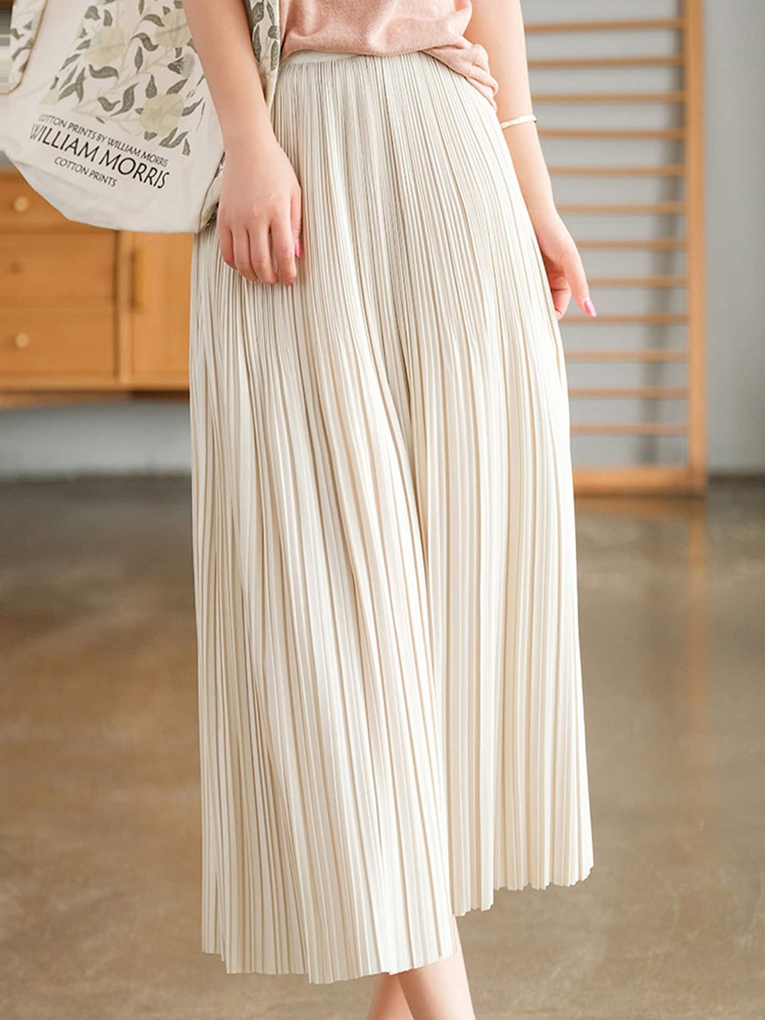 

LULU & SKY Pleated A-Line Midi Skirts, Beige