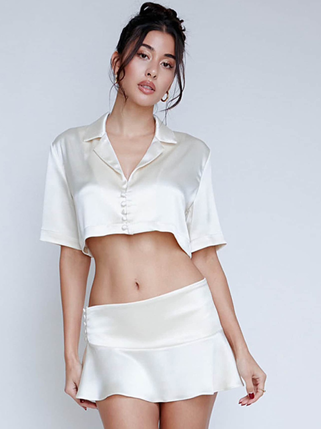

LULU & SKY Low-Rise A-line Mini Skirt, White