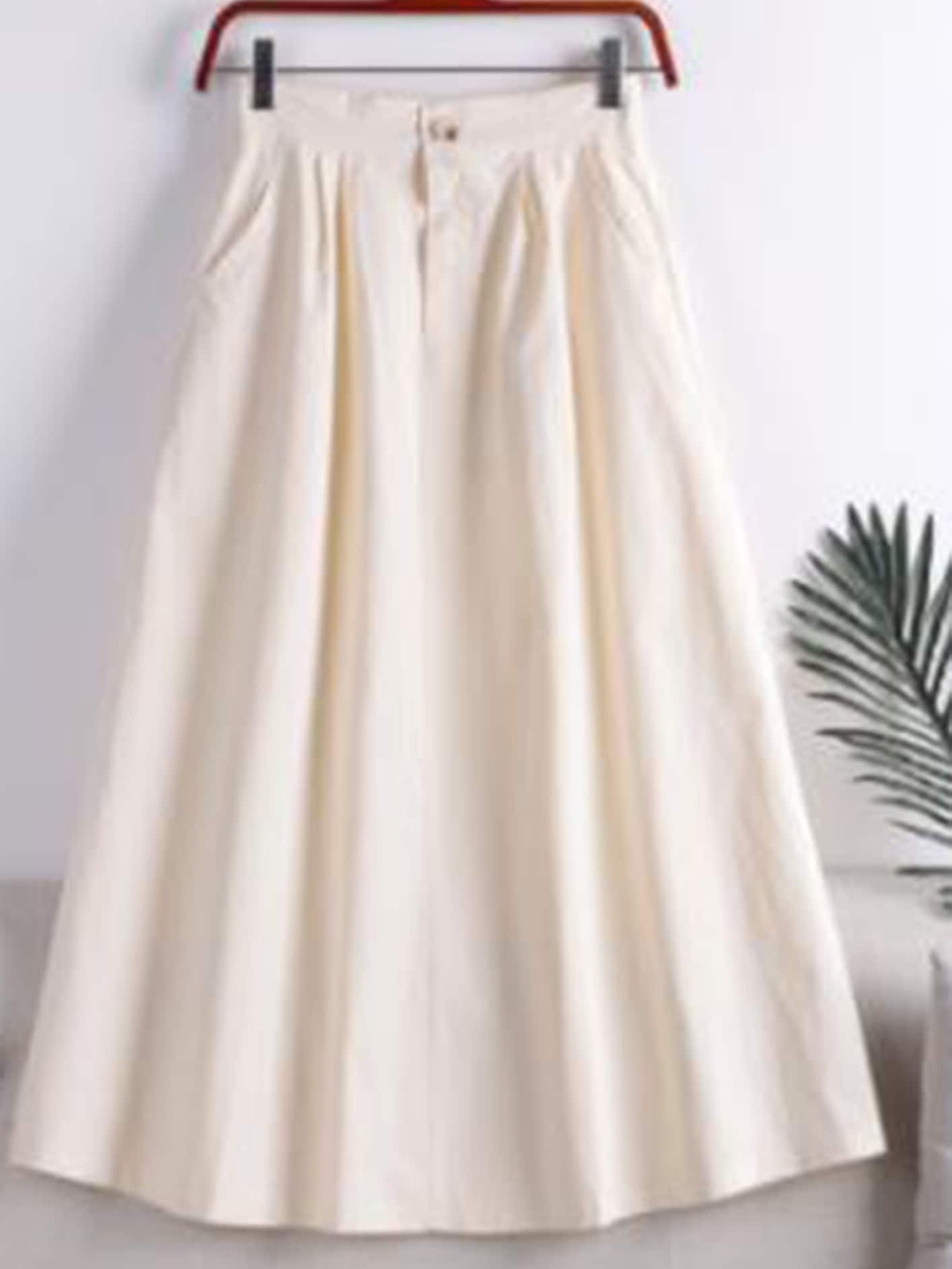 

LULU & SKY Pure Cotton Flared Midi Skirt, Beige
