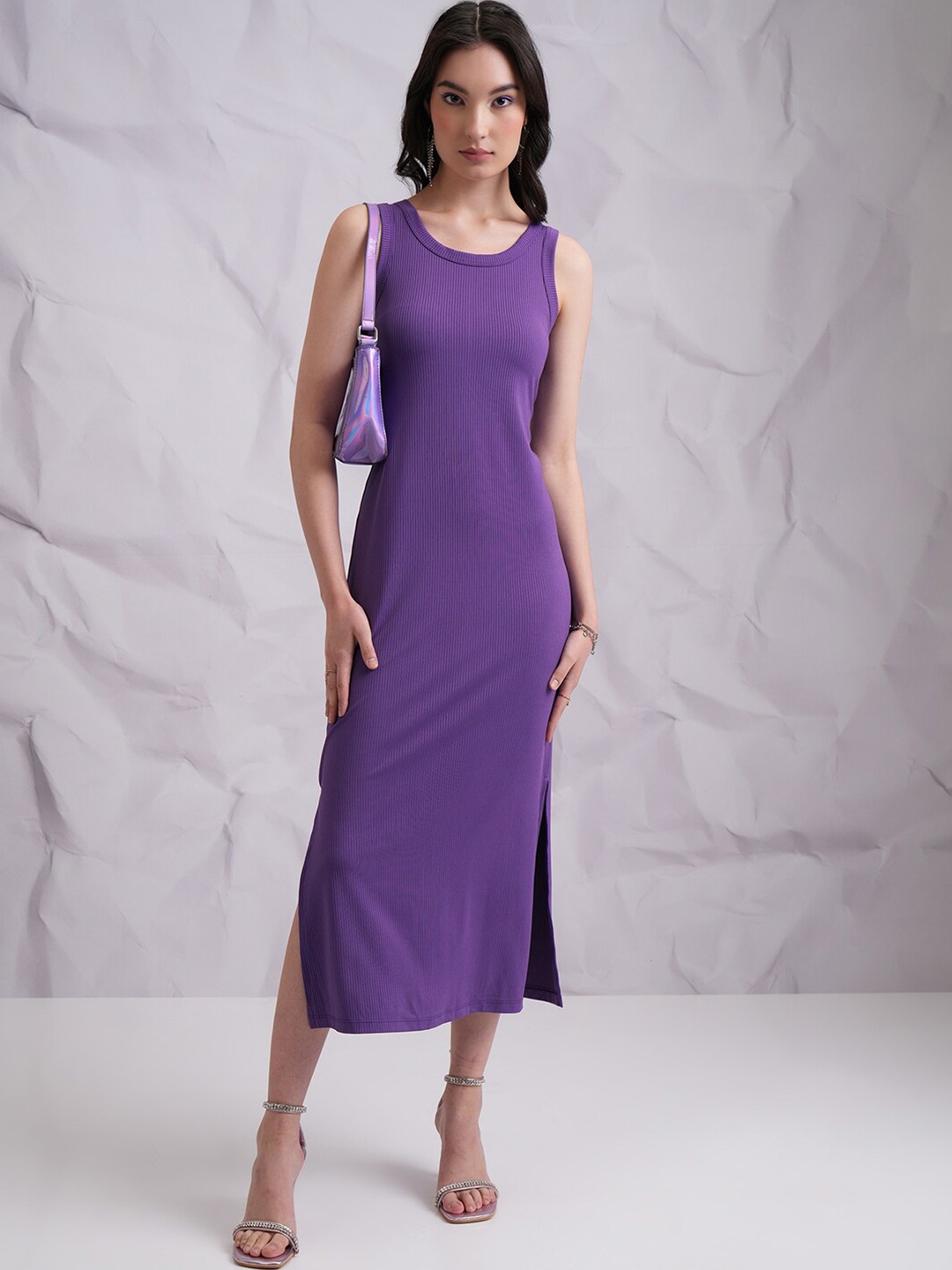 

Tokyo Talkies Round Neck Sheath Midi Dress, Purple