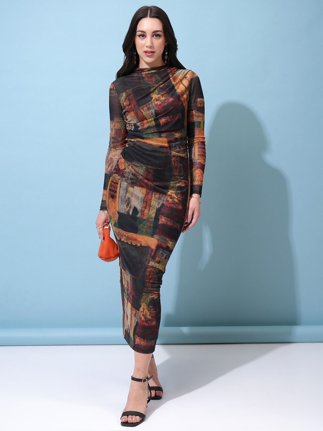 

Tokyo Talkies Print Sheath Midi Dress, Black