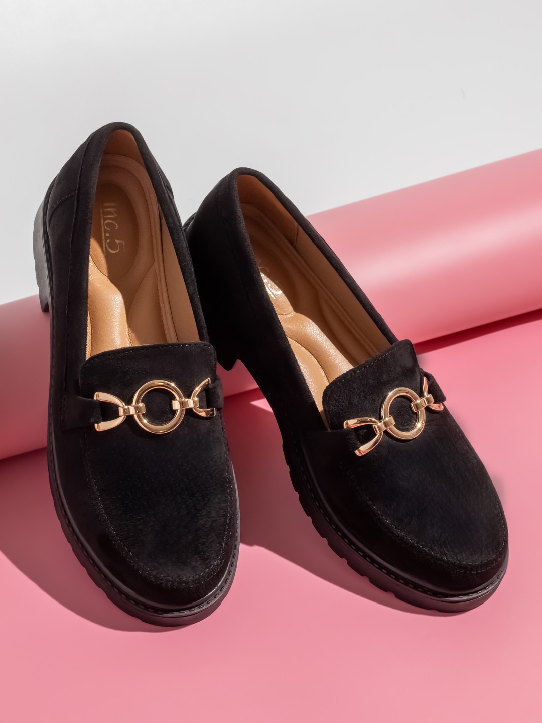 

Inc 5 Women Memory Foam Horsebit Loafers, Black