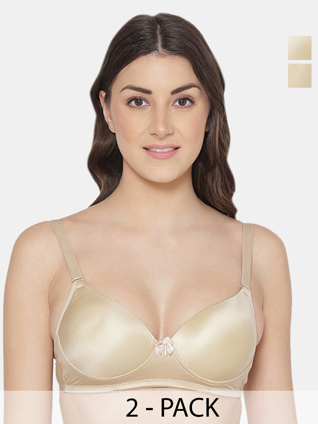 

Tweens Pack Of 2 Non Wired Seamless Heavily Padded Push-Up Bra With All Day Comfort, Beige