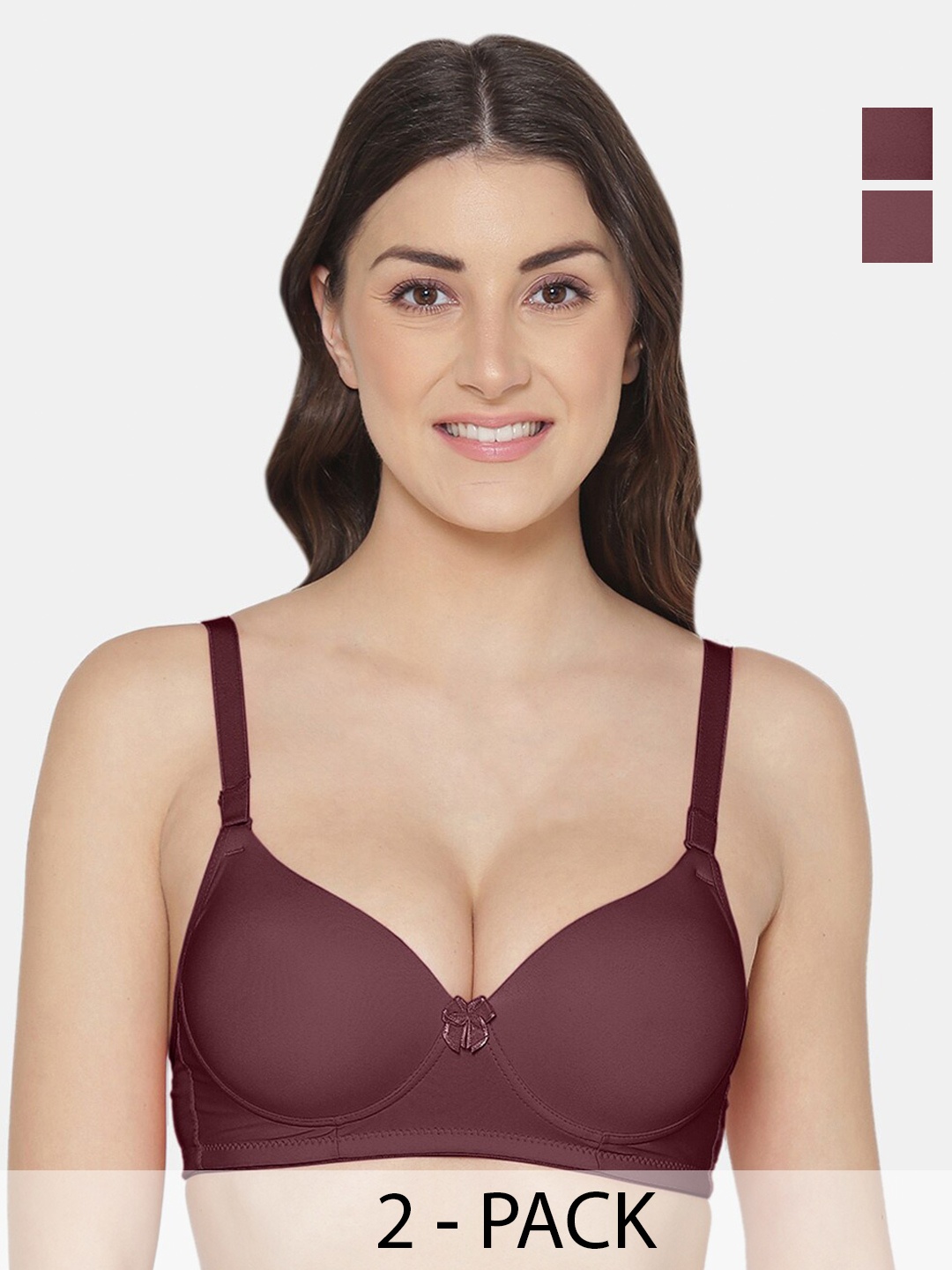 

Tweens Pack Of 2 Medium Coverage Heavily Padded Push-Up Bras, Maroon