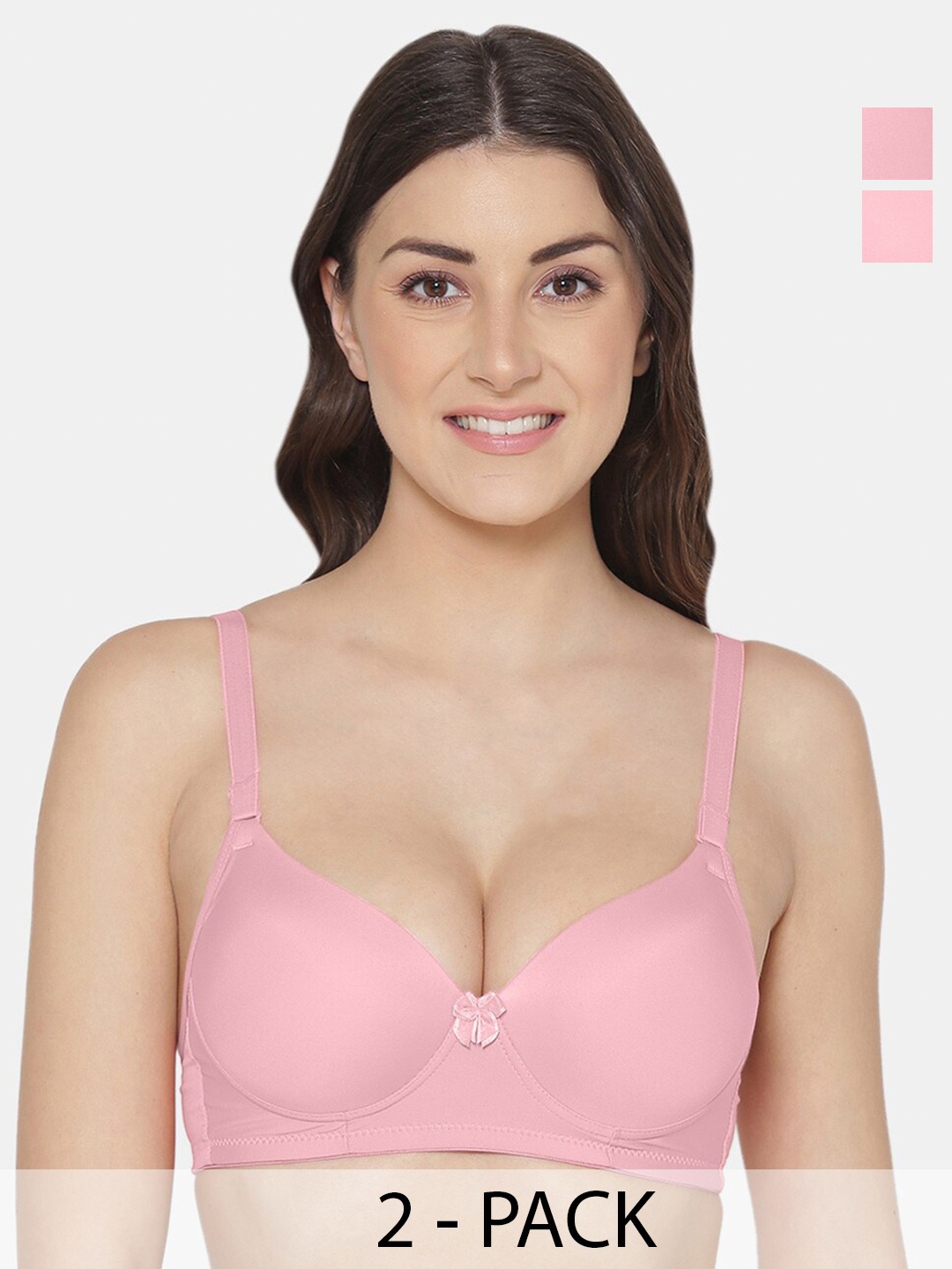 

Tweens Pack Of 2 Medium Coverage Heavily Padded Push-Up Bras With All Day Comfort, Pink