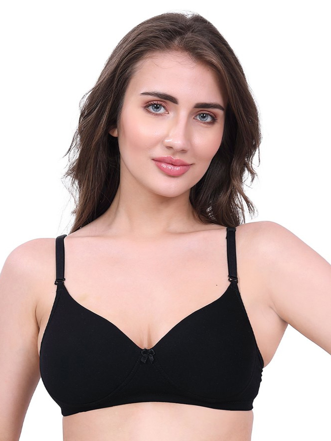 

Inner Amour Full Coverage Lightly Padded Premium Quality Cotton Bra, Black