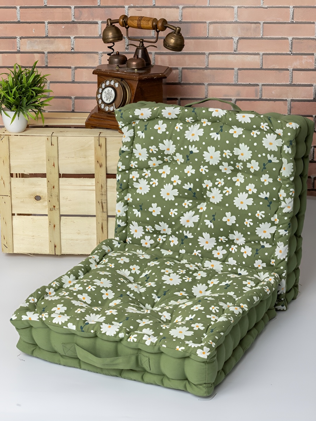 

SKANDA FAB Green 2 Pieces Printed Cotton Floor Cushions