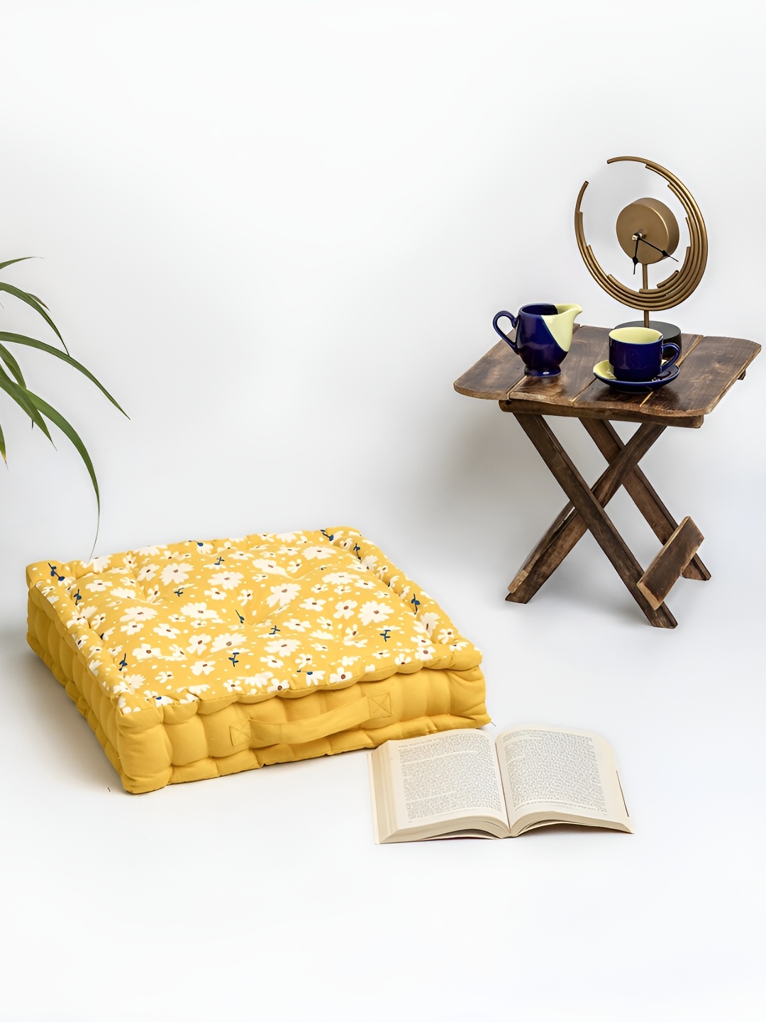 

SKANDA FAB Yellow Printed Cotton Filled Cushions