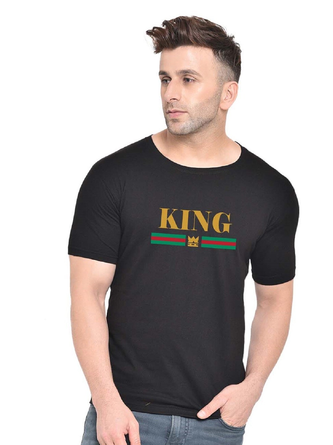 

BAESD Typography Printed Cotton Half Sleeve T-shirt, Black