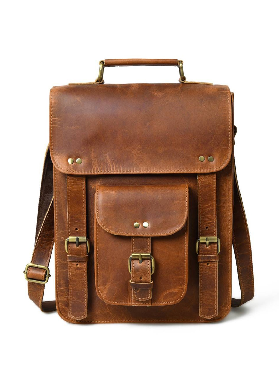 

MaheTri Men Leather Messenger Bag, Brown