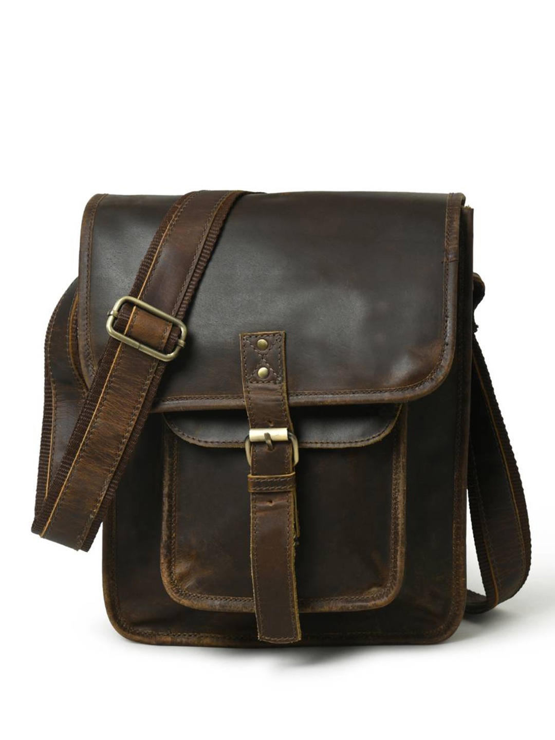 

MaheTri Men Leather Messenger Bag, Brown