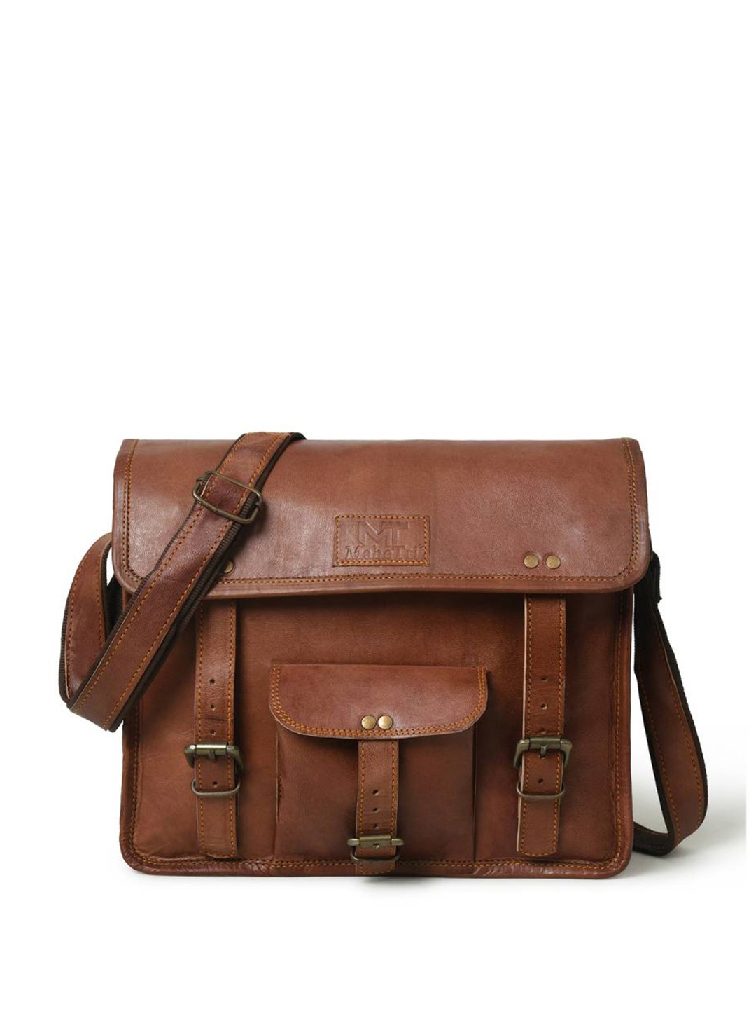 

MaheTri Men Leather Messenger Bag, Brown