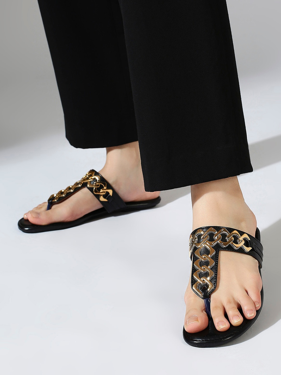

Inc 5 Embellished T-Strap Flats, Black