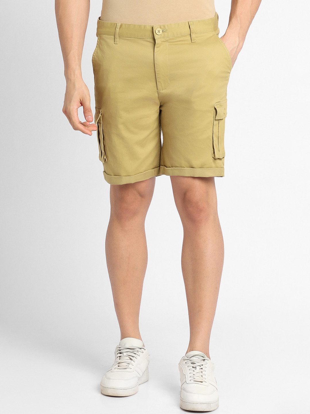 

FOREVER 21 Men Mid-Rise Cargo Shorts, Yellow